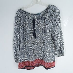 FLEUR BLEUE MEDIUM PEASANT BLOUSE